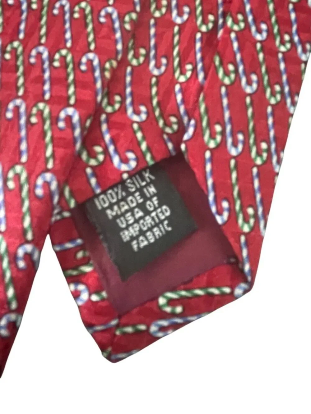 Claybrooke Christmas Red Silk Tie With Candy Cane Pattern
